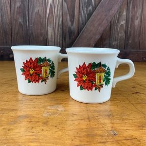 Vtg Taylor Smith Taylor Holiday Poinsettia Mugs 2